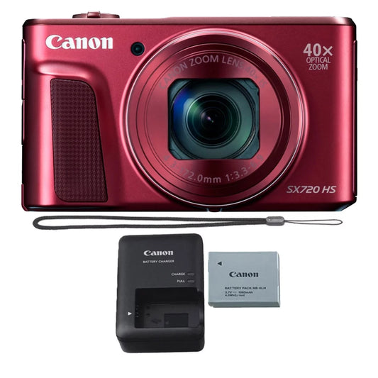 Camera NFC HS 40X SX720 and Zoom Wifi 1080p PowerShot Digital Red Canon Shoot 20.3MP Built-In / Point Full HD