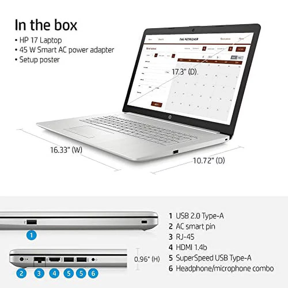 Laptop SSD 20GB Xe 17.3" AC HDMI Quad-Core 2023 Drive Backlit WiFi i5-1135G7 Webcam NVMe 10 Graphics HD+ Intel w/RE 1TB Intel USB PC Windows Gen RAM HP Keybaord DDR4 11th Business RJ-45 Iris