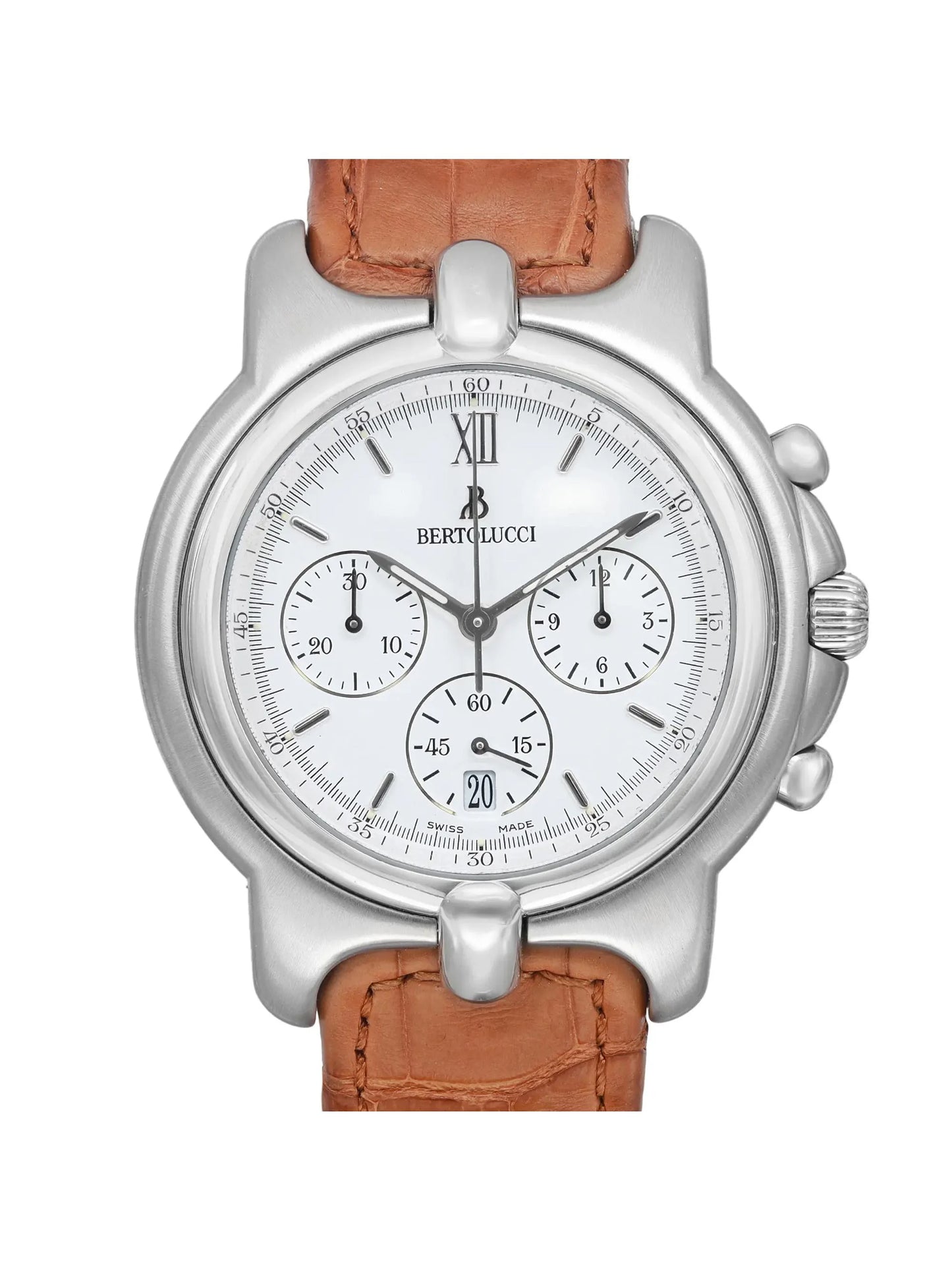 Watch Dial 675 Quartz 41 Chronograph Pulchra Mens Bertolucci White Steel 8050