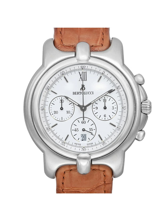 Watch Dial 675 Quartz 41 Chronograph Pulchra Mens Bertolucci White Steel 8050