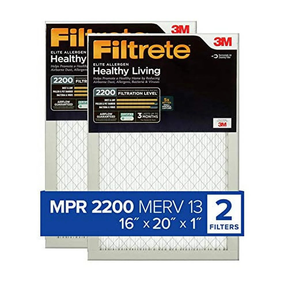 x Air 16x20x1, Elite (exact 2200, AC Healthy Furnace 0.78) Allergen, 19.69 Living MPR dimensions Filtrete x Filter, 15.69 2-Pack