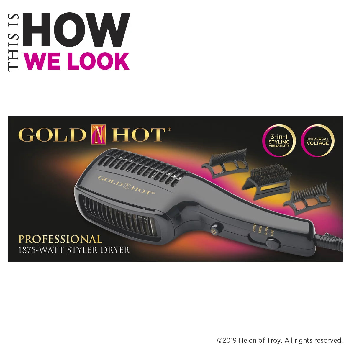 1875-Watt Professional Dryer Styler Hair Gold Hot N