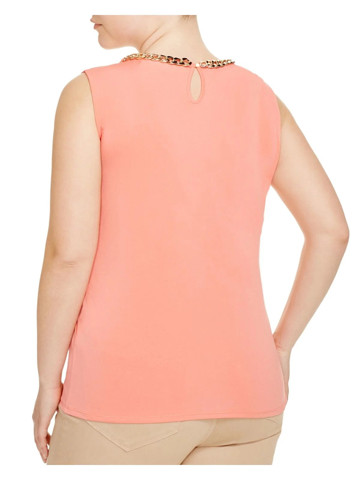 Neck KLEIN Womens Tank Plus Top Sleeveless CALVIN 2X Round Pink