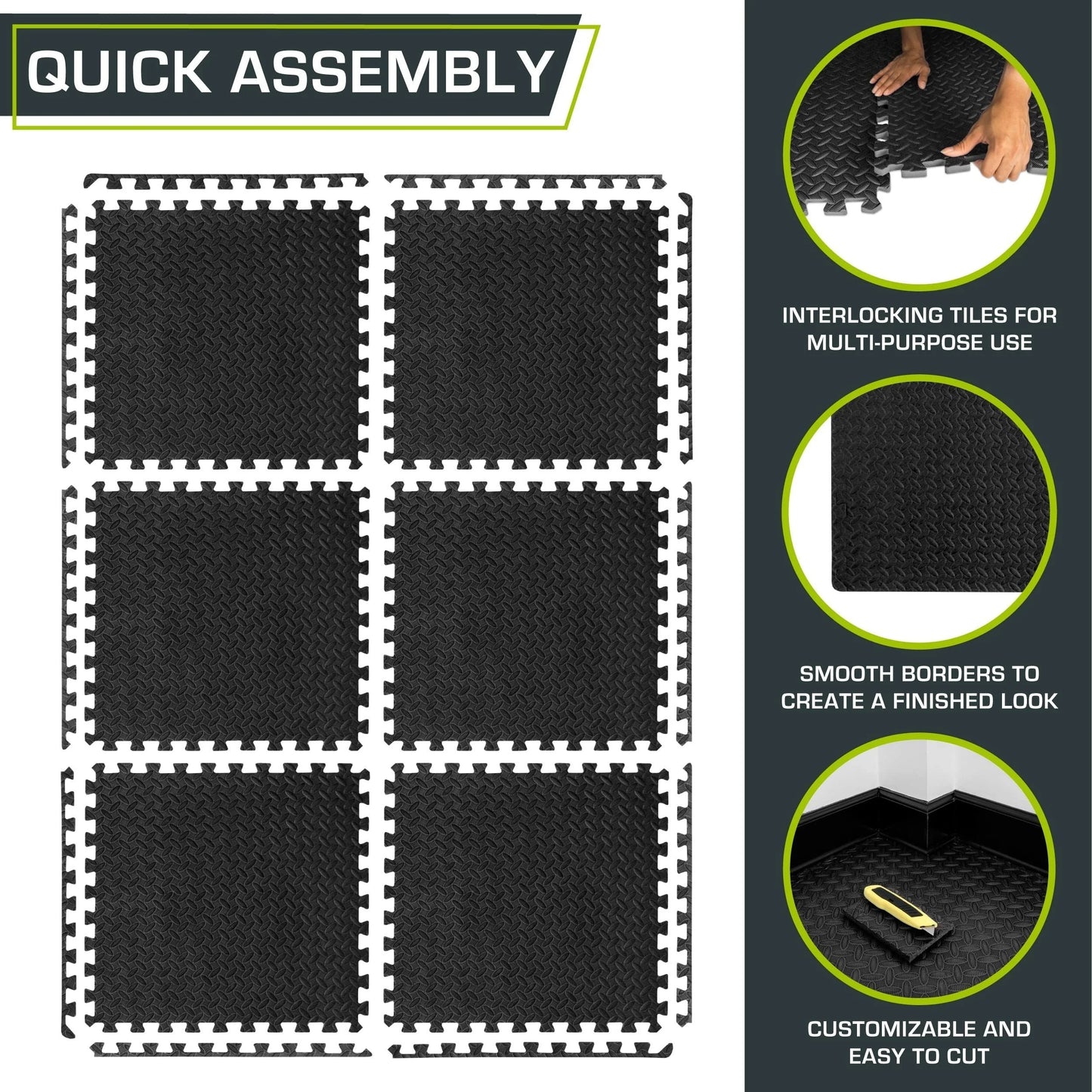 Thick Ideal Foam 10pcs Durable and for Interlocking Eva & - Mat Workouts, Floor Mats Home Gym