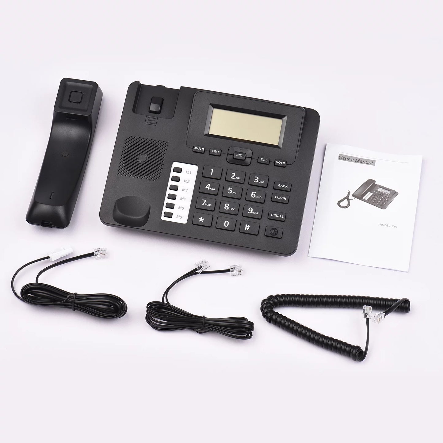 Support Seniors Elderly Sound Black Landline Corded Hands-Free/Redial/Flash/Speed Chip Real-time Control Home for System Phone Dial/Ring IC Dual Date Phone Telephone Desk DTMF/FSK Built-in