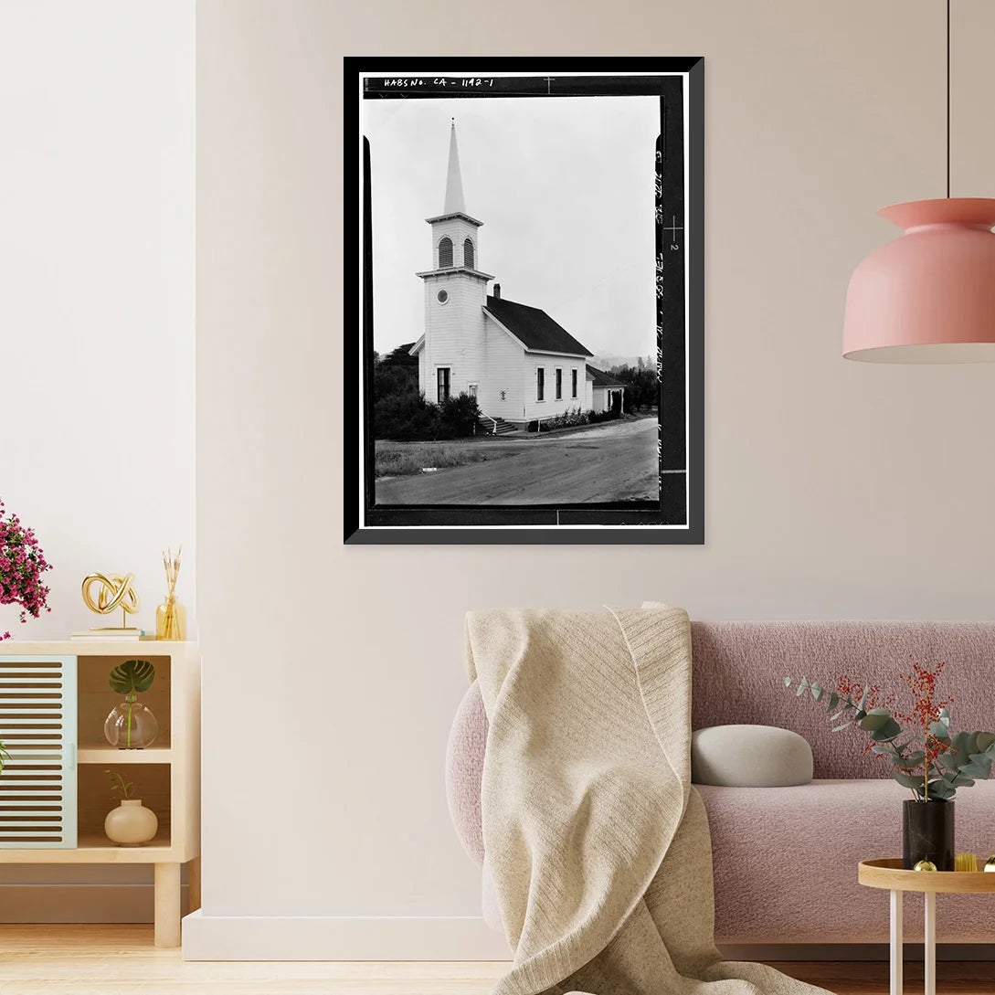 CA, 17-7/8" x Print, Framed Santa County, Congregational 21-7/8" Soquel, Church, Cruz Historic