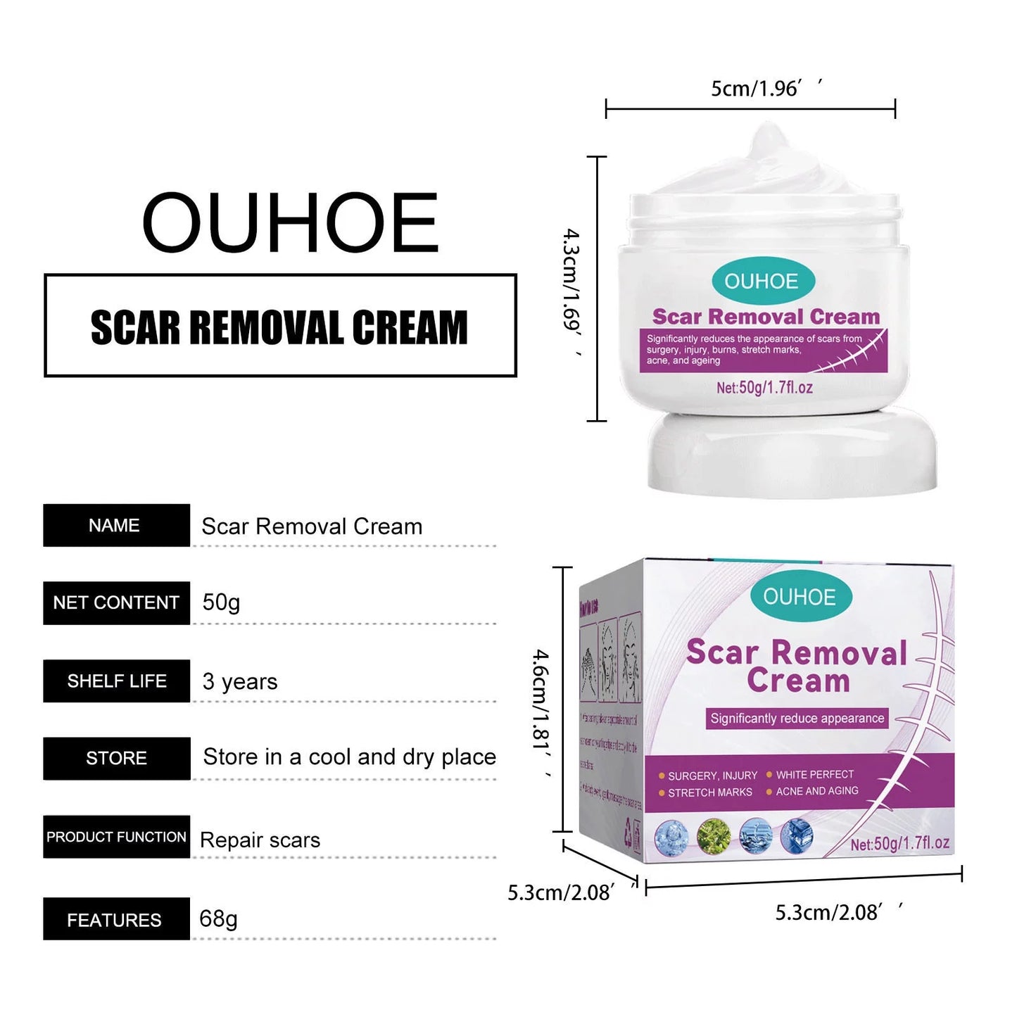 Cream Removal Cream 2PCS Scar 50ml and Repair Removal Repair Scar Scar Skin