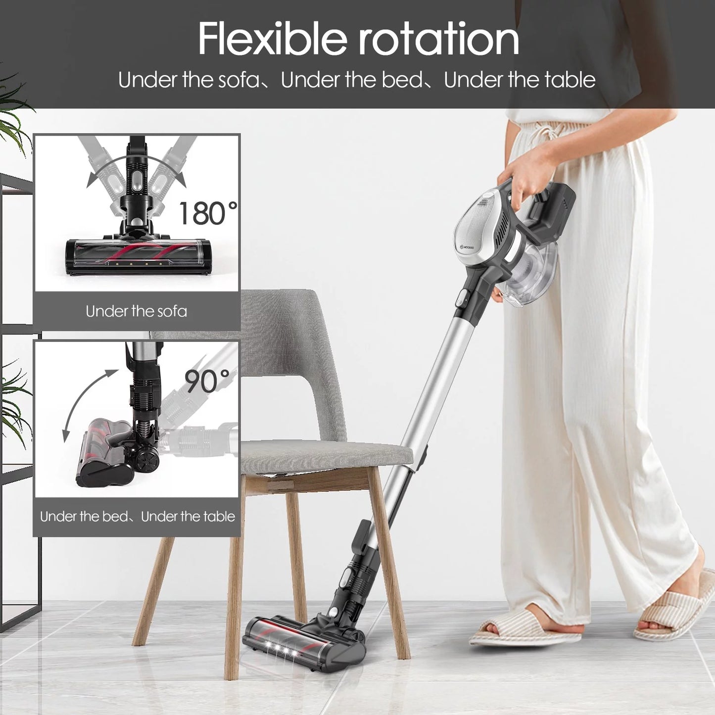 Vacuum 4-in-1 MOOSOO Cleaner Stick Cordless Vacuum Lightweight