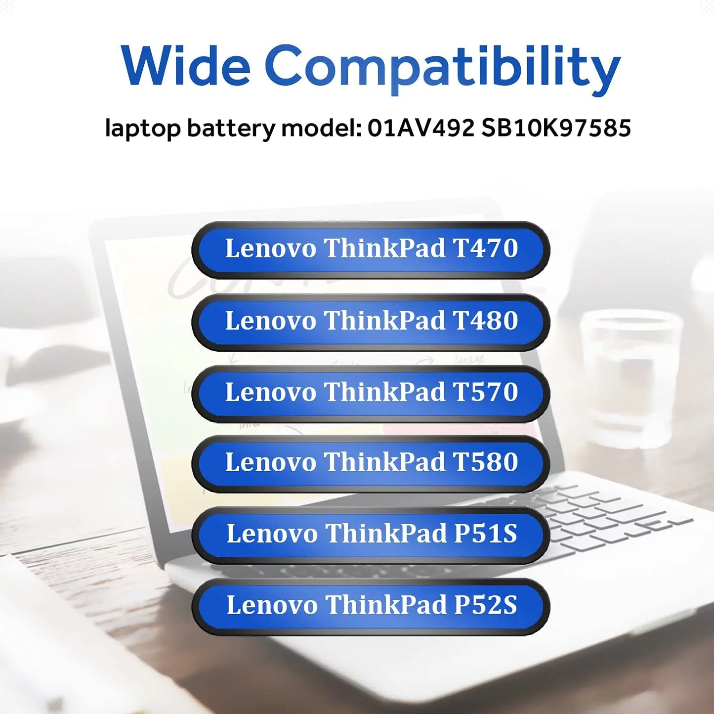 A475 01AV423 TP25 T480 01AV490 61++ 72Wh Notebook ThinkPad 01AV426 SB10K97584 01AV428 Lenovo P52S for 01AV425 Series SB10K97580 P51S T580 01AV492 01AV427 T570 01AV452 Laptop Battery T470 A485