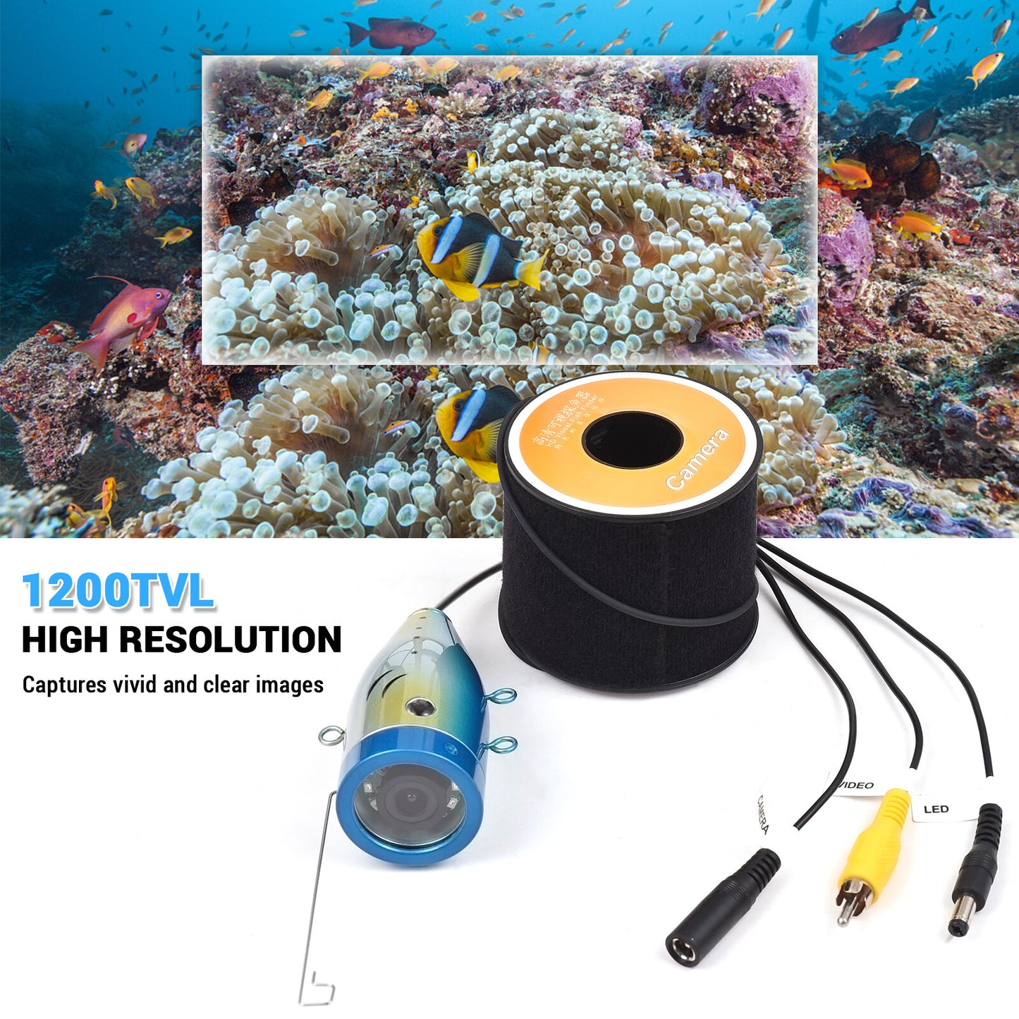 Lights Camera 20M/30M/50M Fishing LED Waterproof Camera Fishing IR Underwater for Fish 12 Cable with Finder