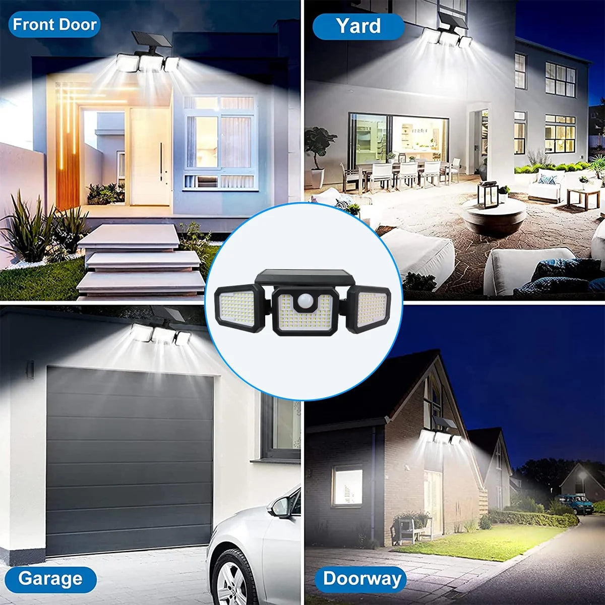 Outdoor with Yard 210LED Control Heads - Lights Waterproof for Lights Outside Lights 3 Yyton - Security Remote Motion Packs) Garage Flood Solar (2 Sensor 2500LM