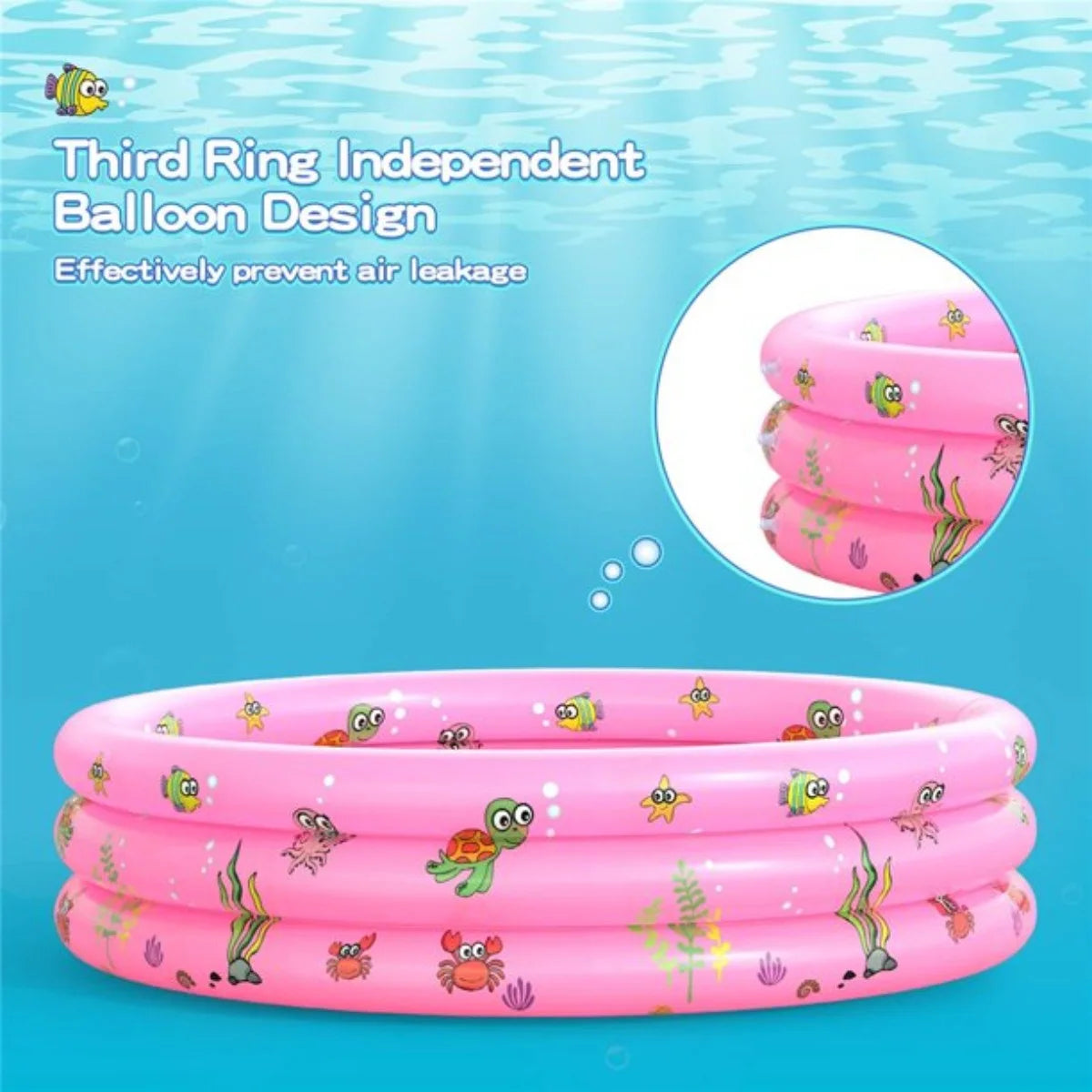 Pool Pool Kids,Toddler (Pink) for PVC Outside Blow Baby Babies Inflatable Round 3 Padding Family for Pool,Swimming Rings Up 51"x13"