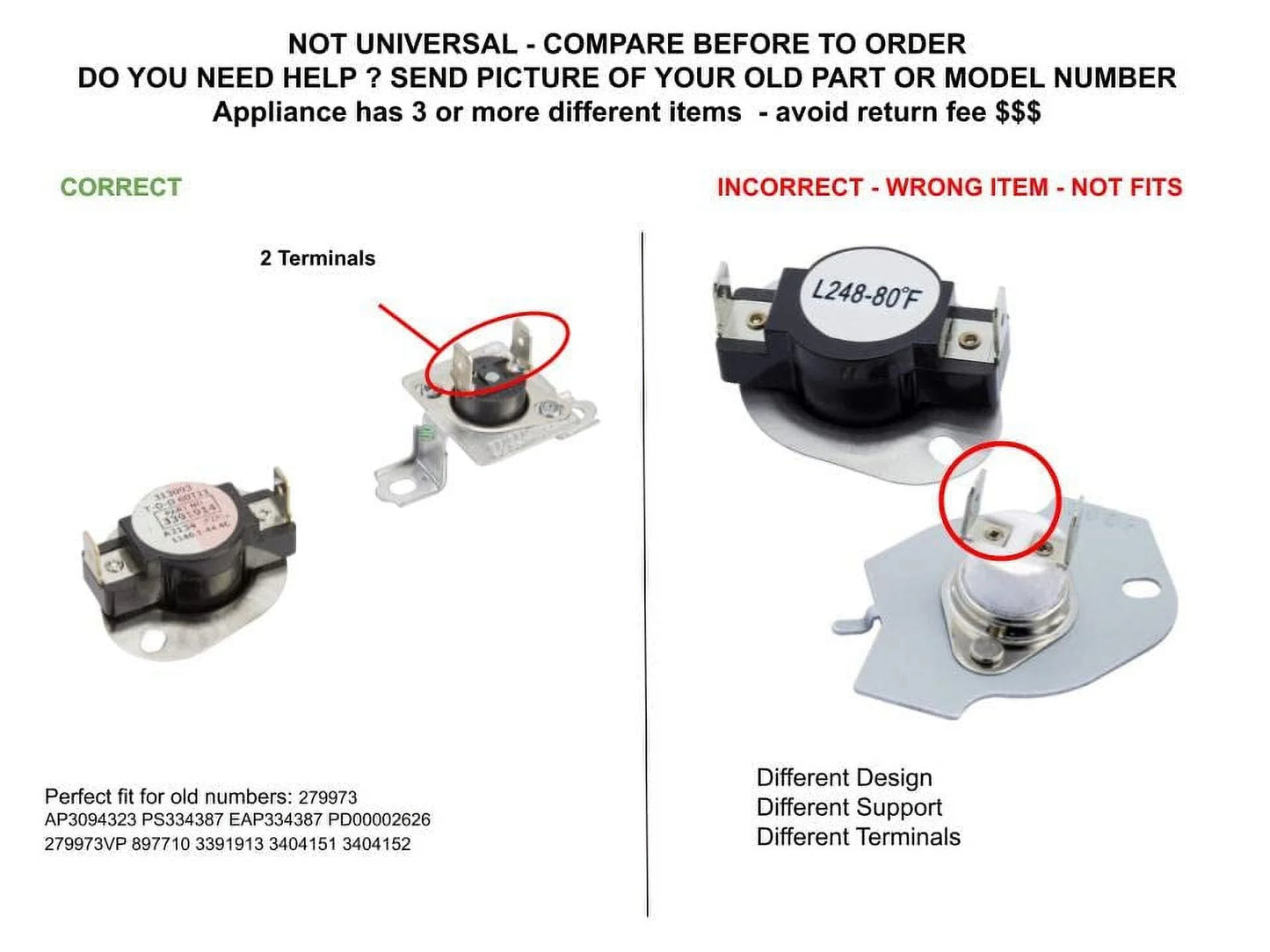 AP3094323 SOLUTIONS & Thermal Thermostat CKD5810 PRO Fuse PD00002626 PS334387 EAP334387 GLOB