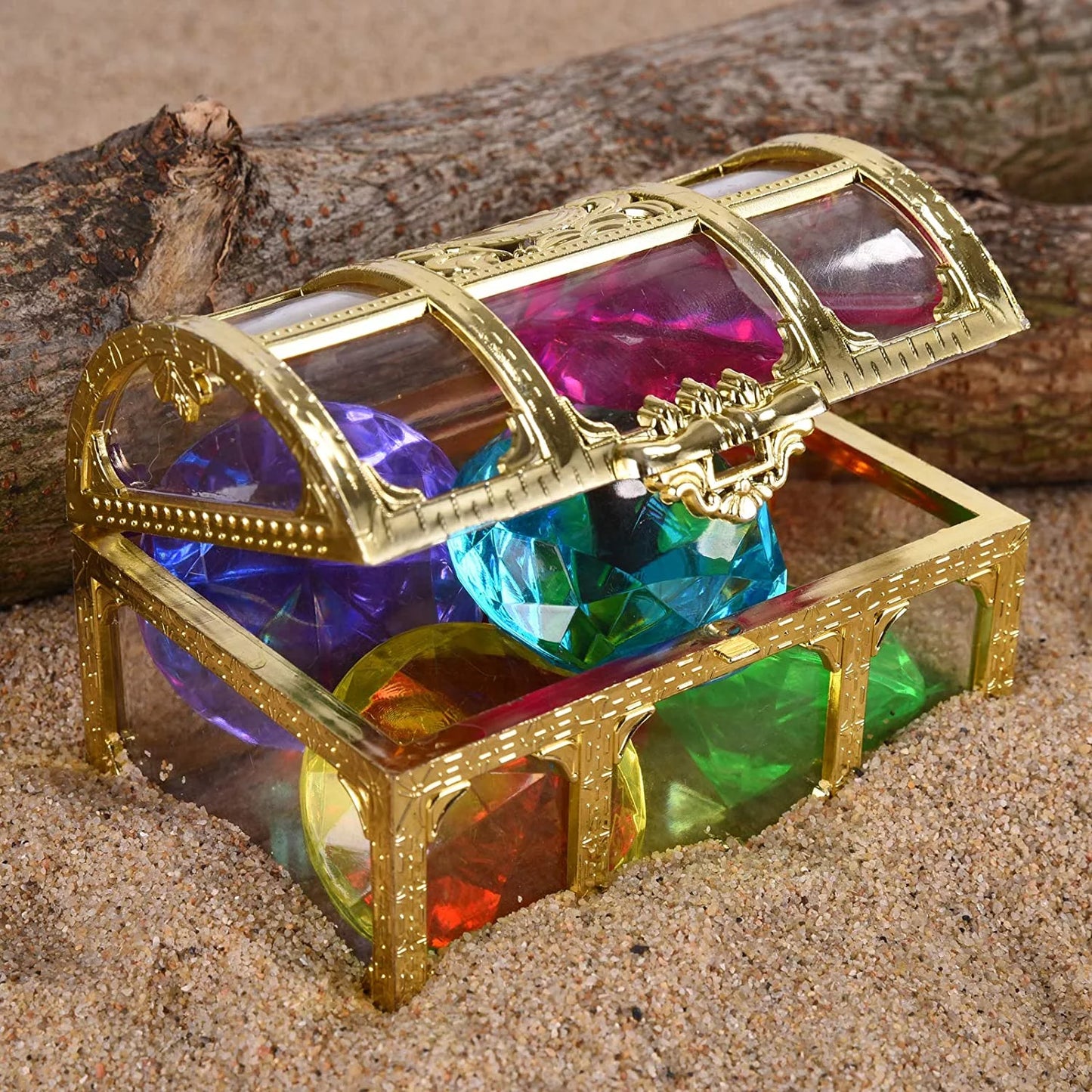 Pirate Gift Sets Summer Toy Use Pool Diamonds Treasure with Colorful Throw Box 6 Toys (golden) Diving Gem Dive Big for Treasures Underwater Swimming Set