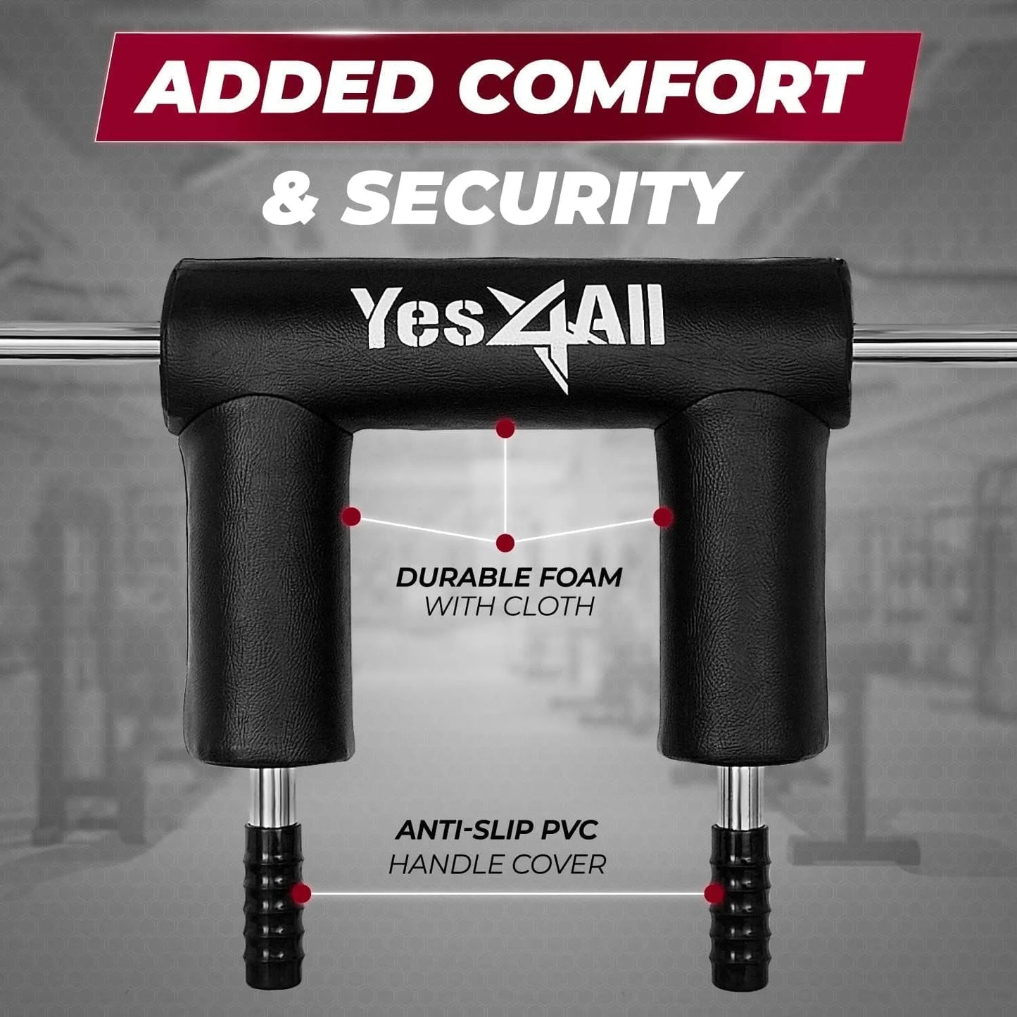 Comfortable Bar 1000LB, and Weights & and Extra Olympic Squat Shoulder with Yes4All Bar Bar Free Pad for Strength Handle Attachment Neck Pads, Body Squat Building Training, Anti-Slip