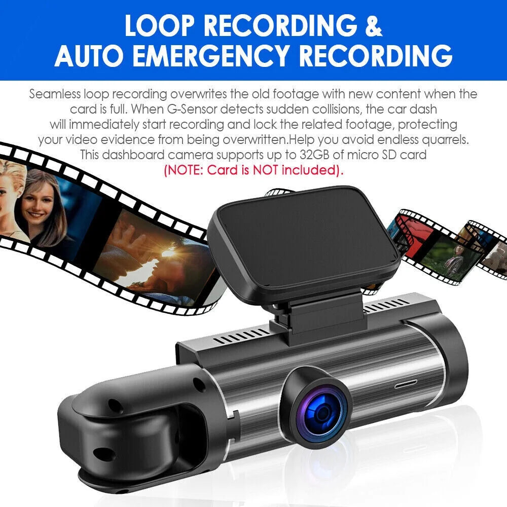 Camera DVR Car 3.16-Inch for Vision Night - Recorder Dual Enhanced Paddsun Safety Lens