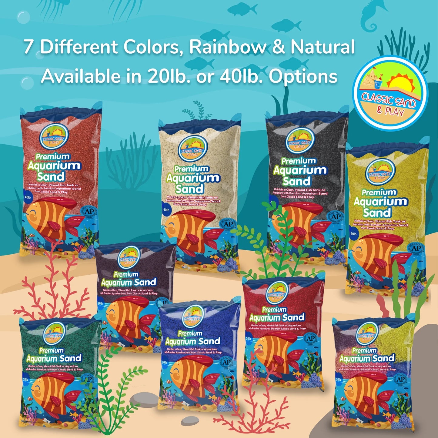 Sand Yellow for CLASSIC lb. Tanks, Natural SAND & Saltwater 40 and Freshwater Aquarium PLAY