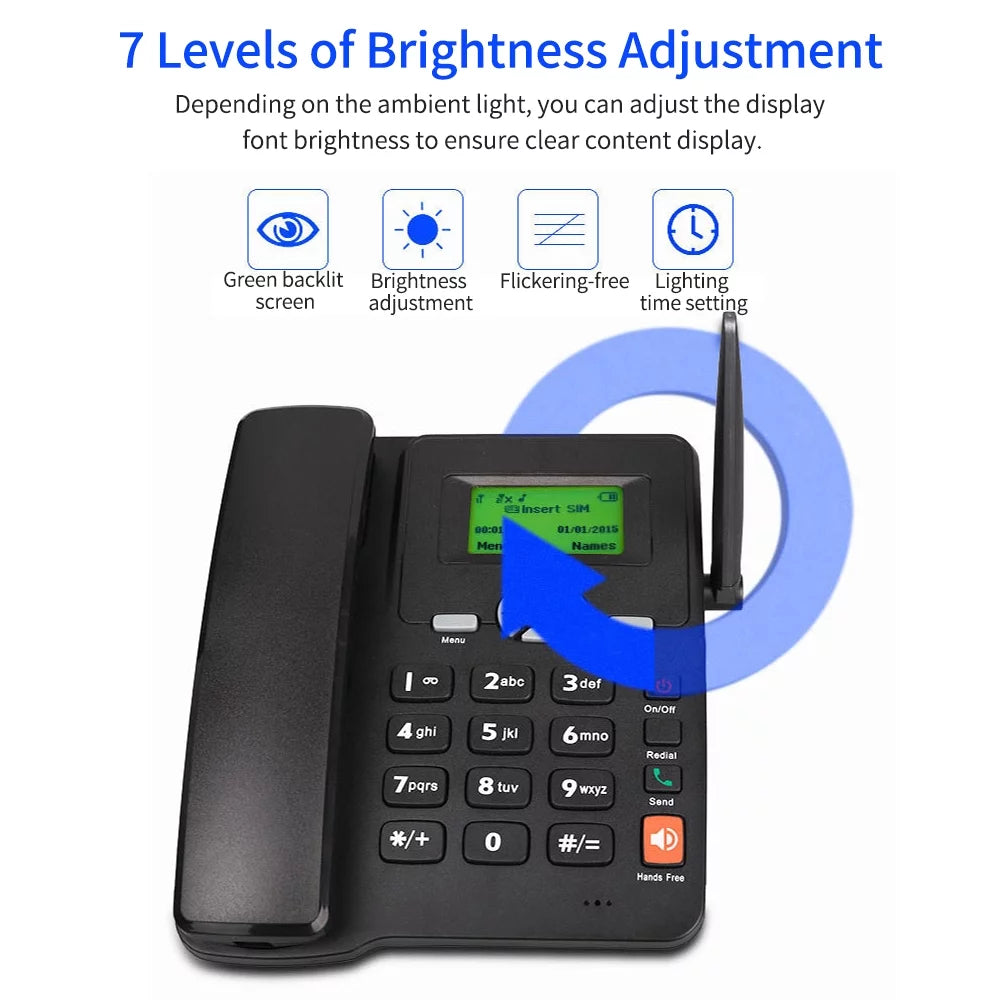 Phone for with Home and and Desktop Set GSM Cards Use Cordless SIM Bisofice Office Dual Support Telephone