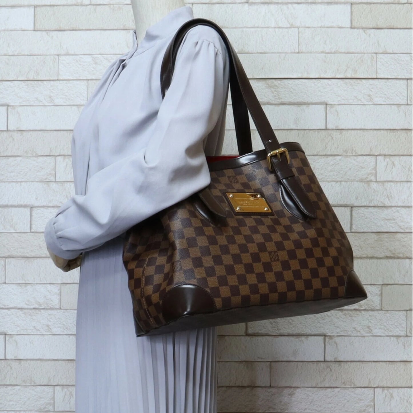 MM N51204 VUITTON Women's Louis (Good) Hampstead Shoulder Bag Brown BRB03130000004147 Pre-Owned LOUIS Vuitton Damier Canvas