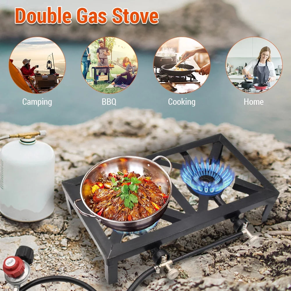 Cast for Furnace Tomshine Camping Cooking Patio Cooking BBQ for Stove Enthusiasts (Standard), Gas Iron Propane Double Efficient