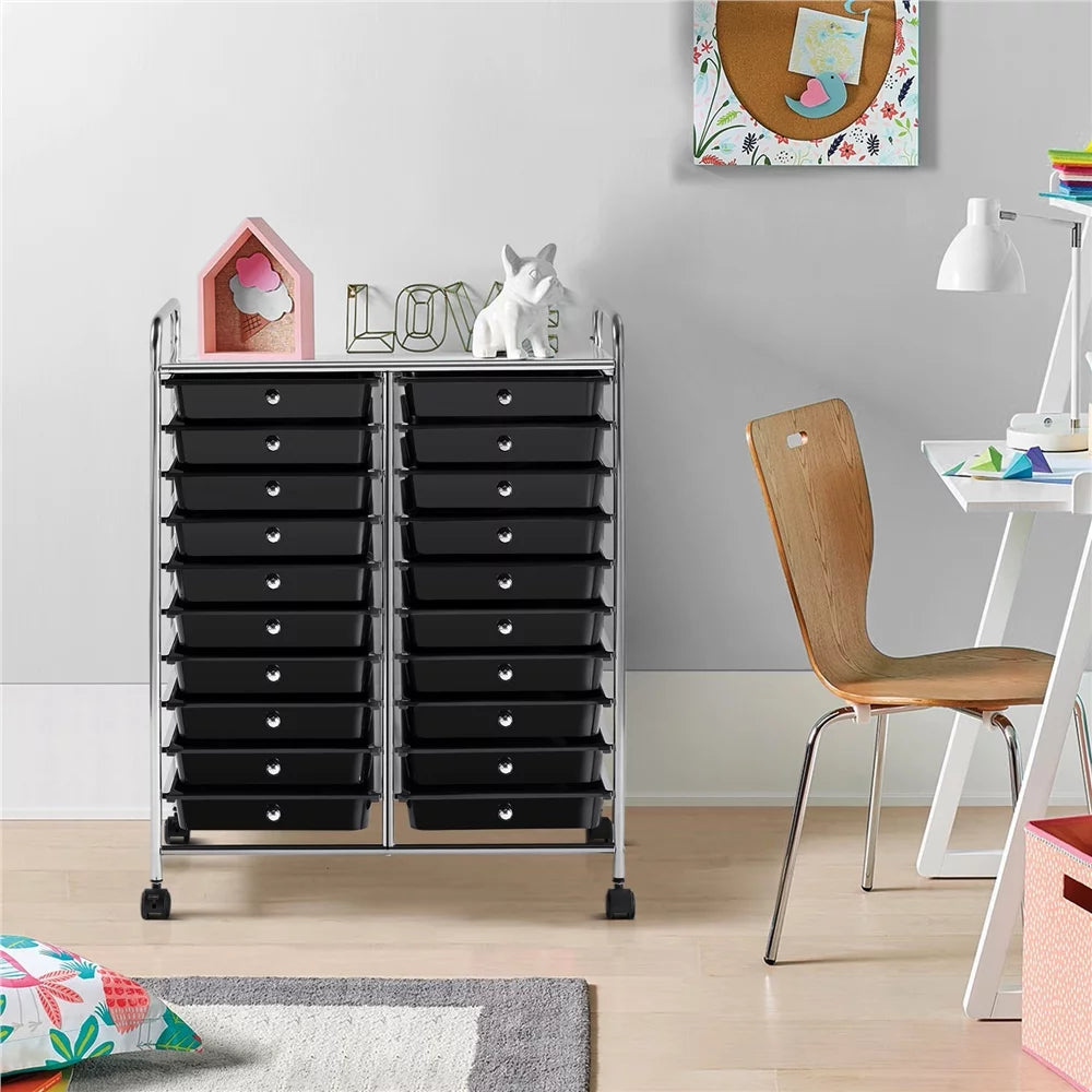 Office Storage Wheels Black Scrapbook 20 Organizer, Topeakmart Cart Rolling on Organizer Bin School Drawers Paper