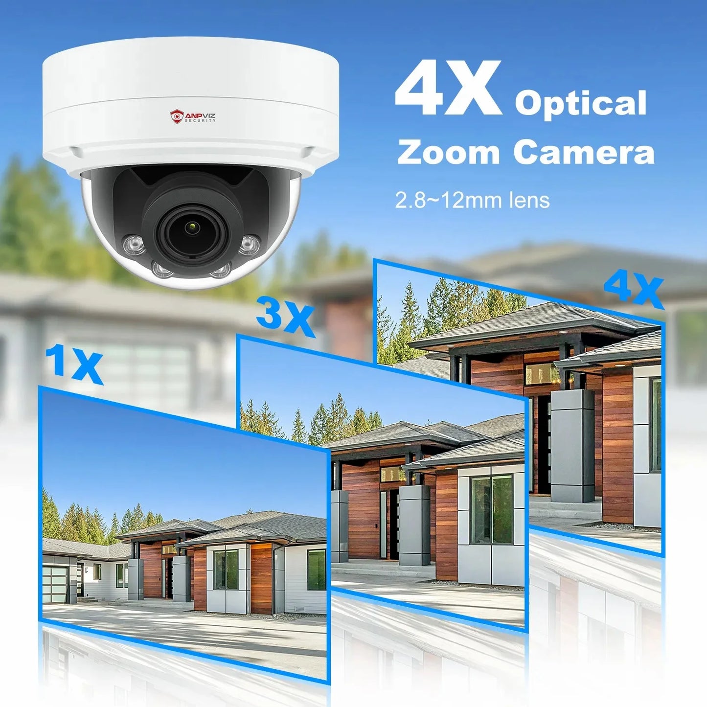 Built Camera H.265 30m Camera ANPVIZ IP 4X Human IP66 Vehicle Detection 8MP Mic Distance IR Zoom in Support