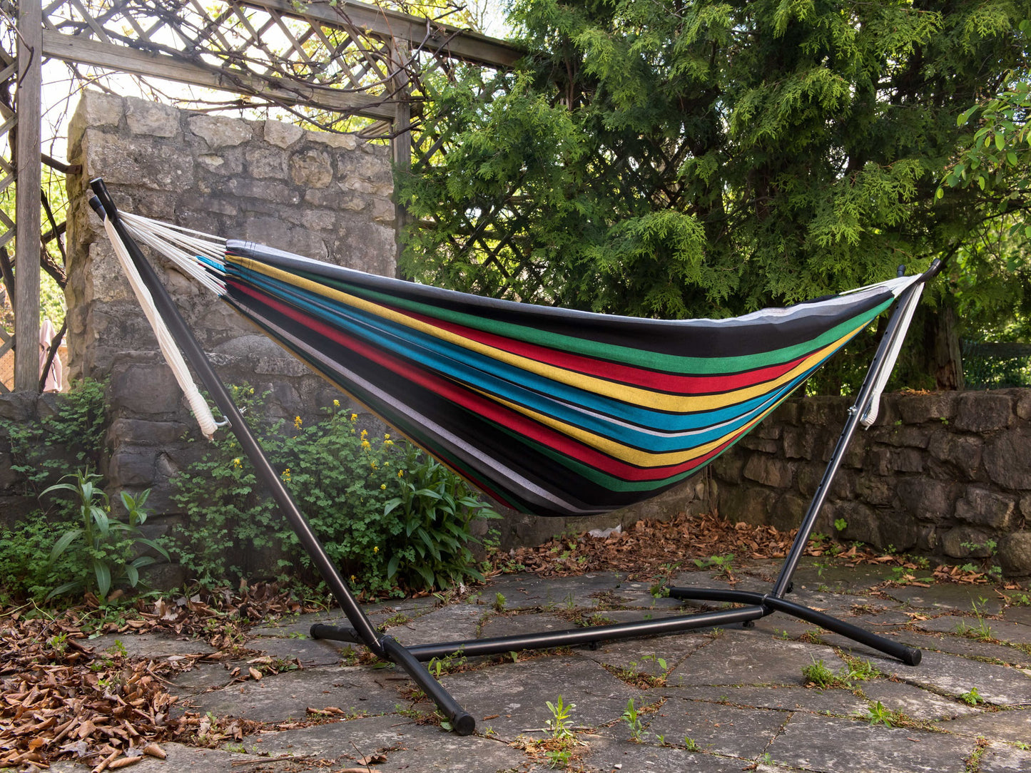 and Blue Hammock Hammock Collection Brazilian with Black 110” Striped The a Hamptons Style Steel