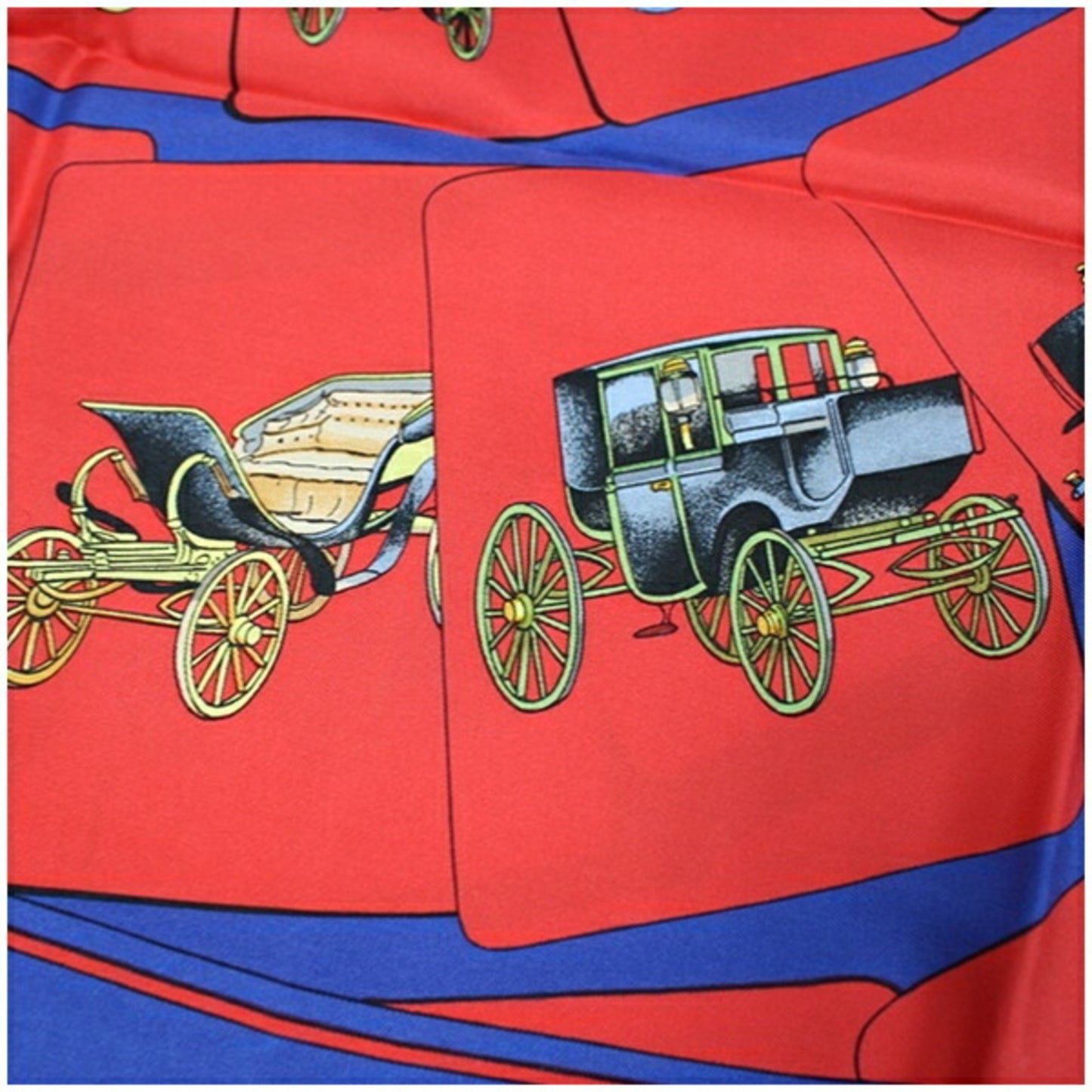 Women's Red Silk HERMES Hermes Pre-Owned Blue x CARROSSERIE Scarf Carriage) (Spiral Muffler (Good)