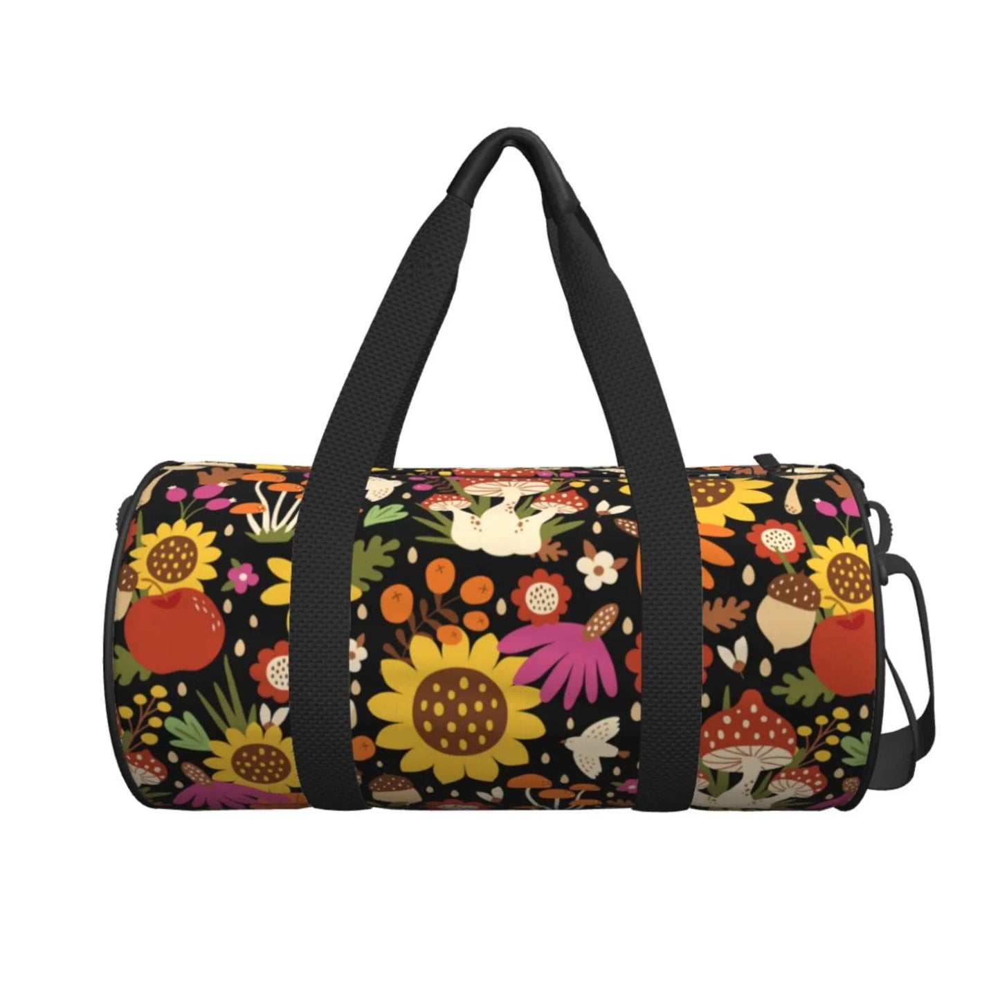 Coaee Compartment Capacity Large Gym Waterproof Bag Travel and Bag Bag Pocket Sports Sunflowers Luggage Cylinder Mushrooms with