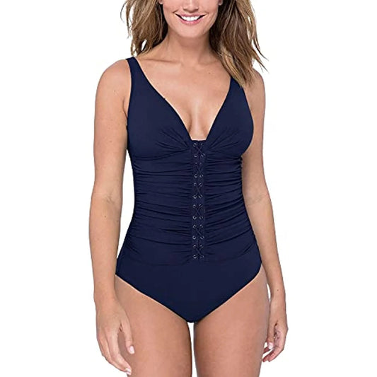 Swimsuit Navy Lace-Front Control 14D Tummy Gottex One Profile D-Cup Piece By Women's