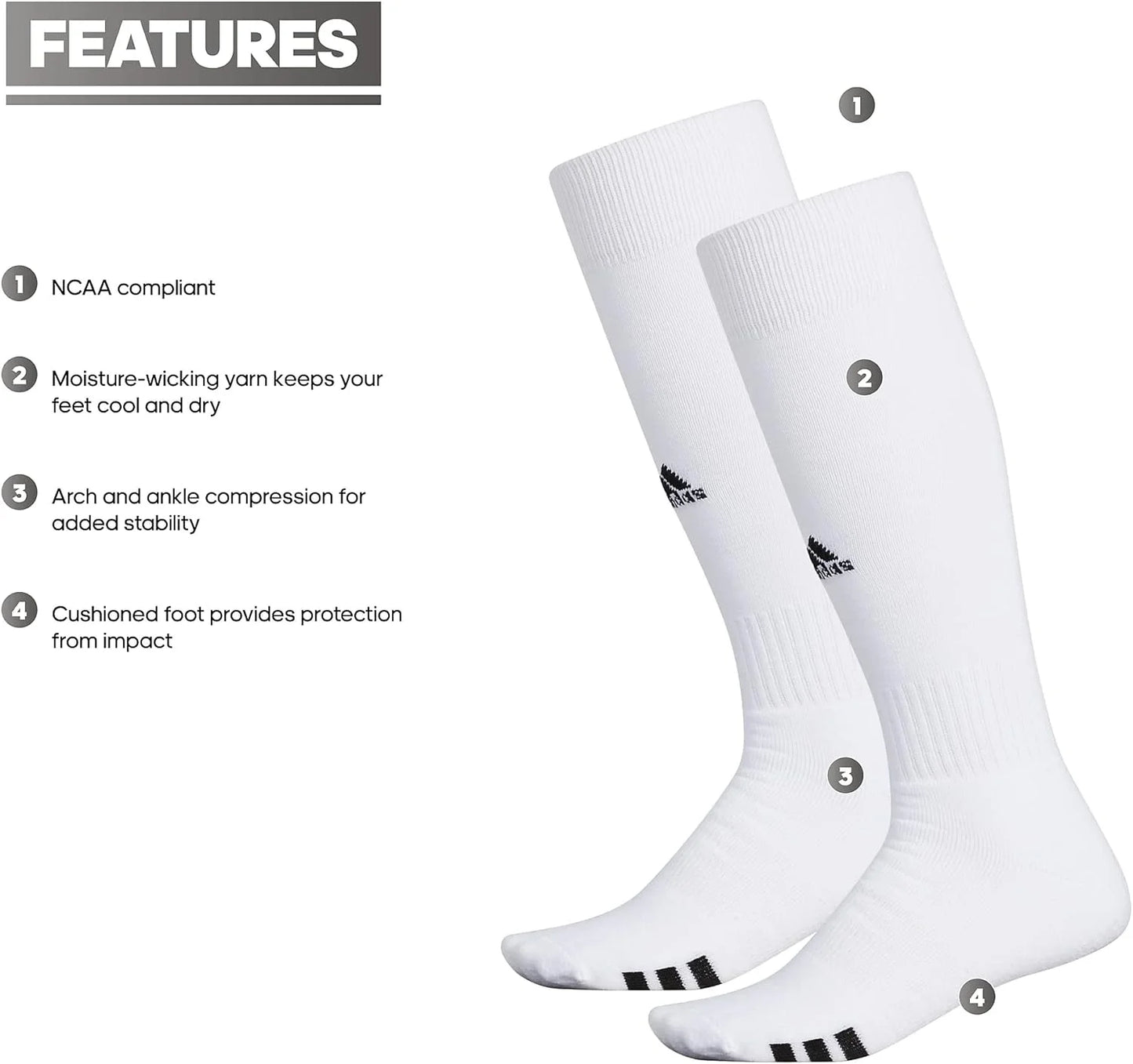 (2-Pair) Field Socks adidas Rivalry Sport Multi The (OTC) White/Black Calf Over Large