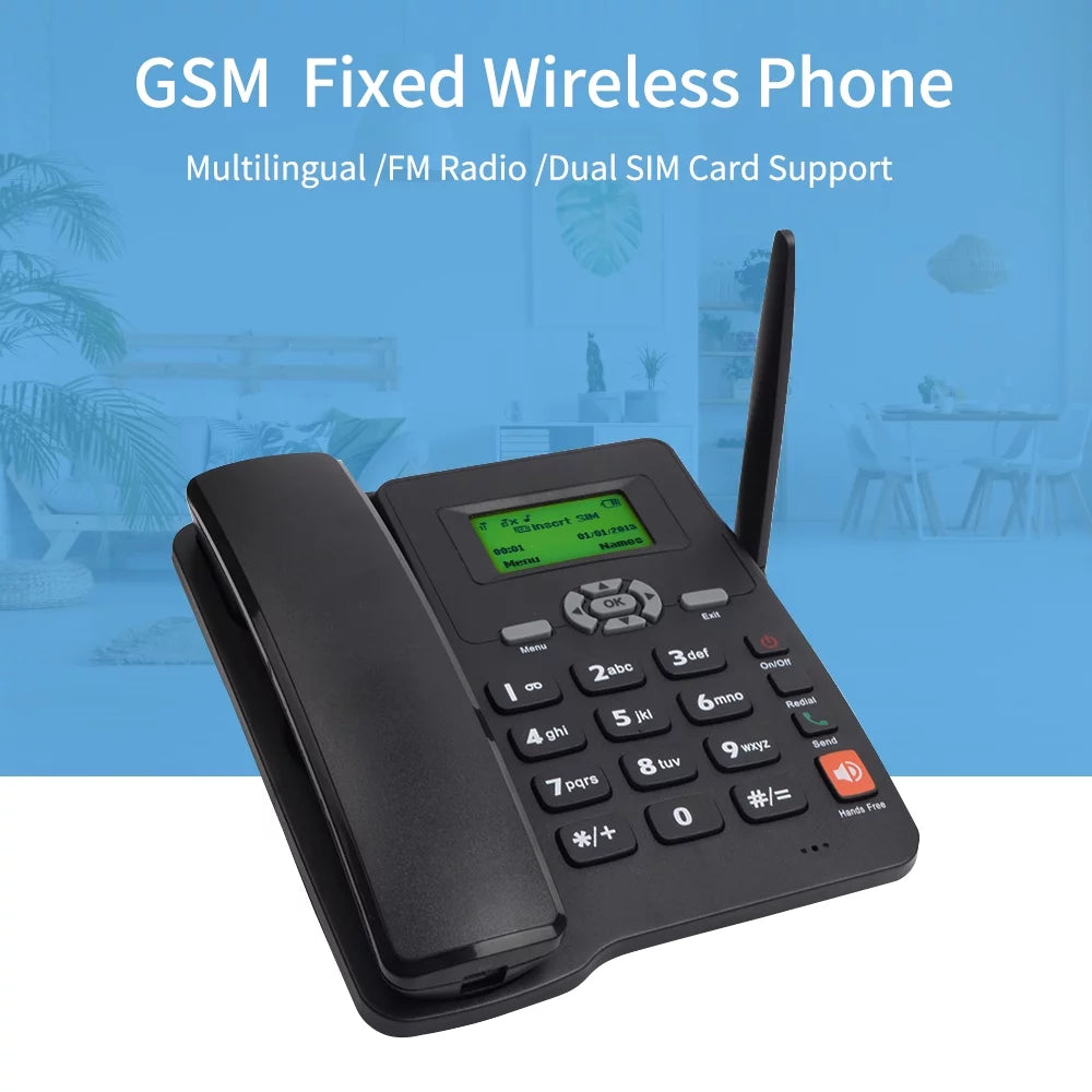 Phone for with Home and and Desktop Set GSM Cards Use Cordless SIM Bisofice Office Dual Support Telephone