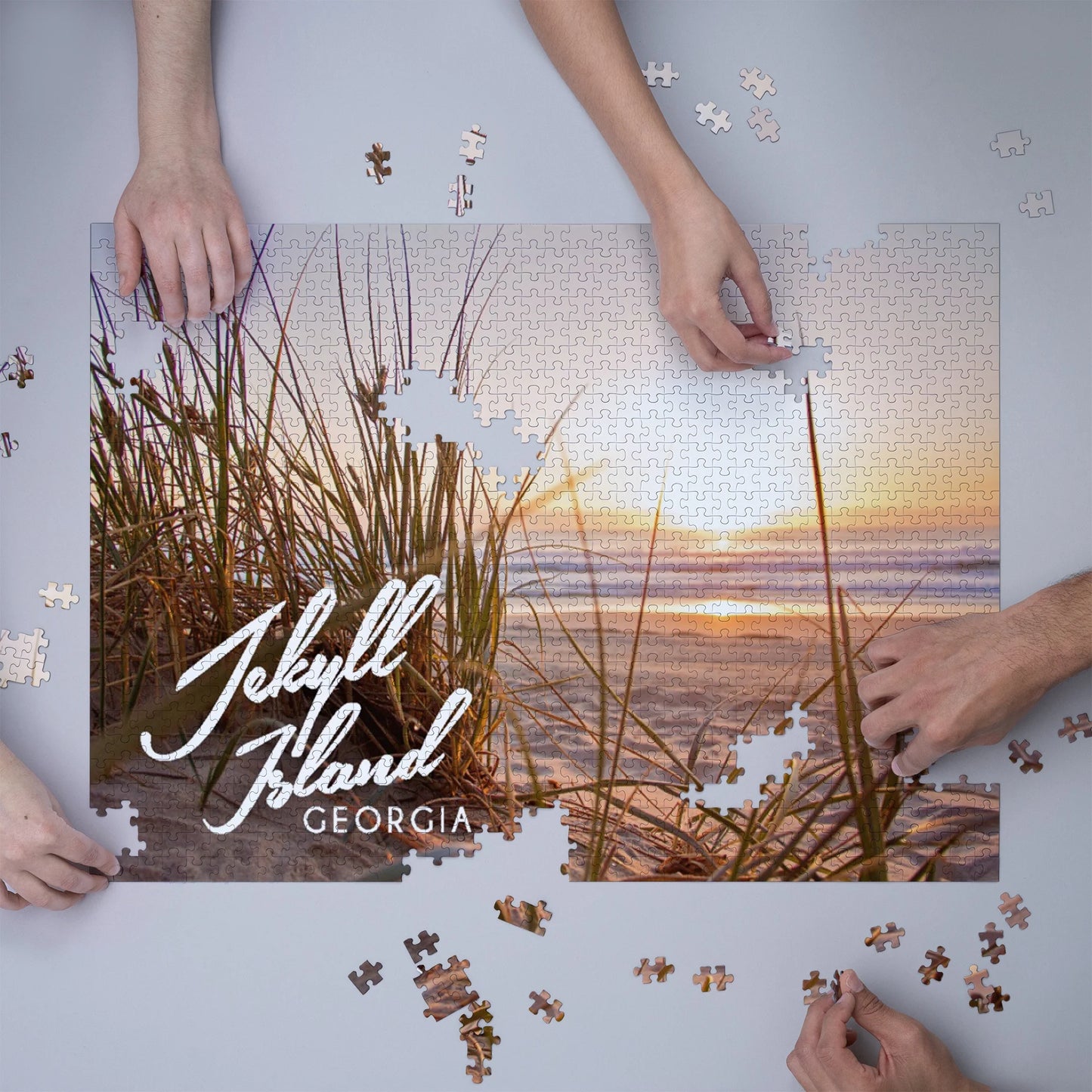 Piece (1000 Challenging in Size Beach Adults Sunset Jigsaw and Made for USA) Puzzle, Georgia, 19x27, Family, Puzzle Island, Jekyll