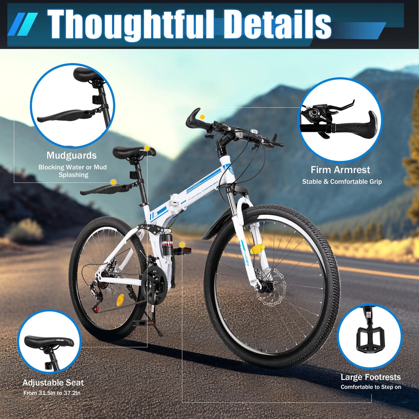 26" Mountain SHZICMY Men Bikes 21 MTB Bike Bicycle Dual Brake School Disc Speed Folding