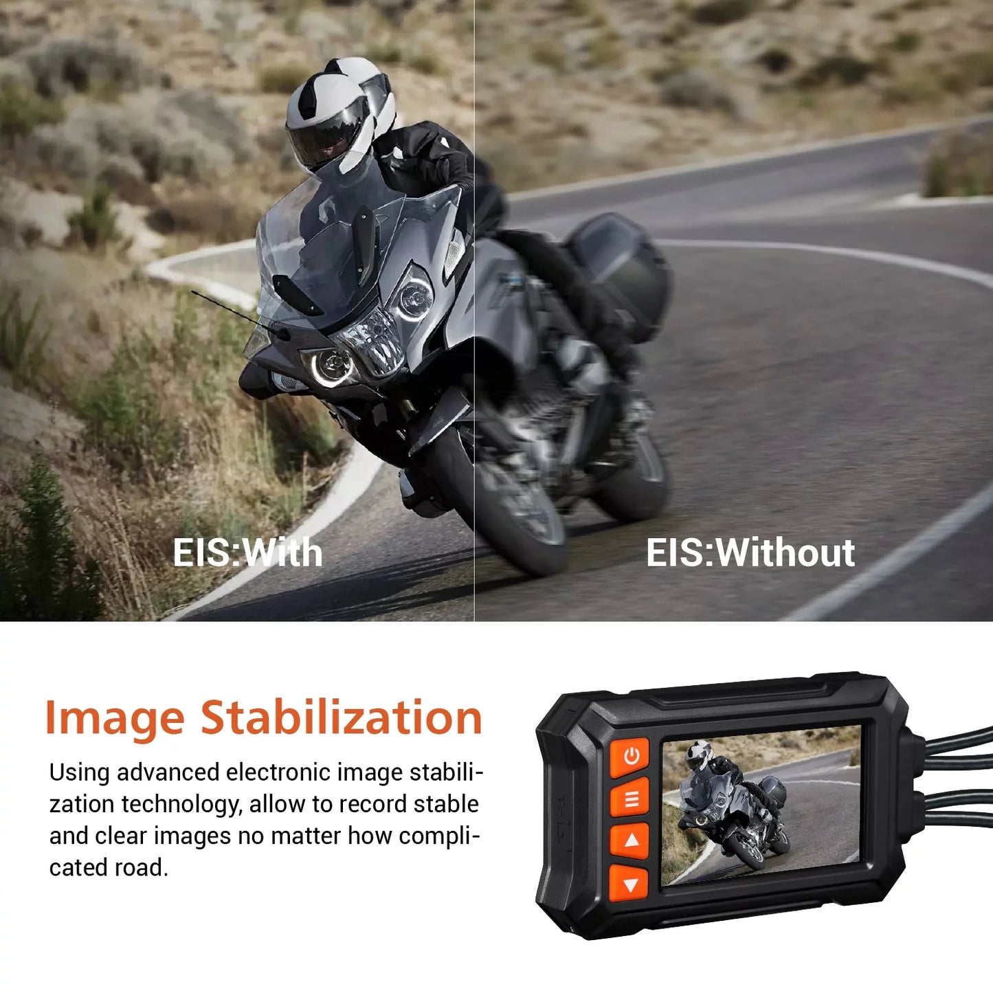 Waterproof Motorcycle ZOMFOM up 30fps/1080P MD30 Camera, and Remote, Wired Dash GPS, Mode, with Race 2K Max Cam Front LCD and Dual to Rear All EIS Wi-Fi, 256GB Angle 60fps 150° 3'' Wide