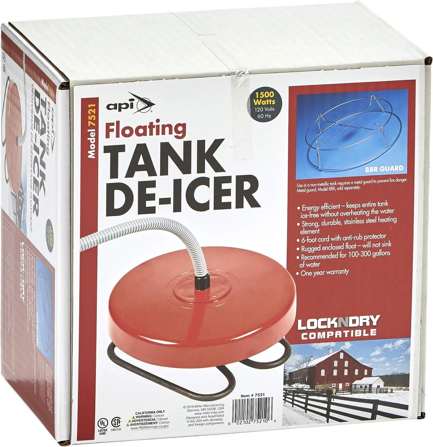 Deicer 1500 Water De-Icer, Tank Floating Watt API Floating