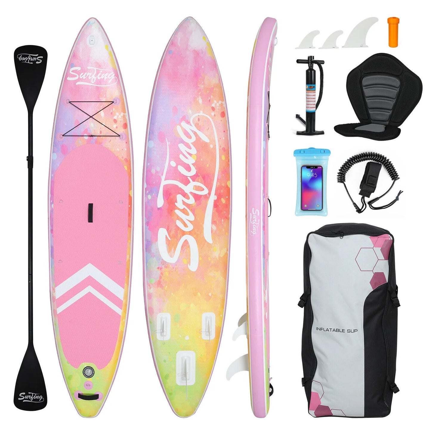 SUP 11FT FULLWATT Stand Board Complete Kit Up Surfboard Inflatable Seat Kayak Paddle with