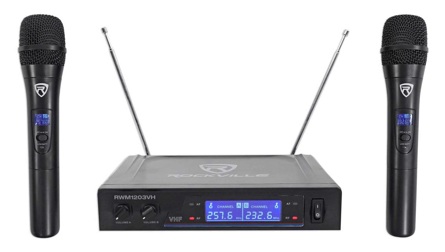 VHF System Theater/Karaoke Home Wireless Mics w/5.25" Machine Sub+(2) Rockville