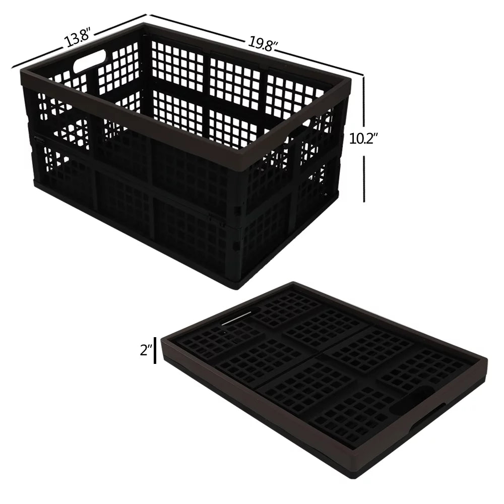 Morcte Folding L Collapsible 42 Stacking Plastic 3-Pack Basket, Storage Crates, Storage