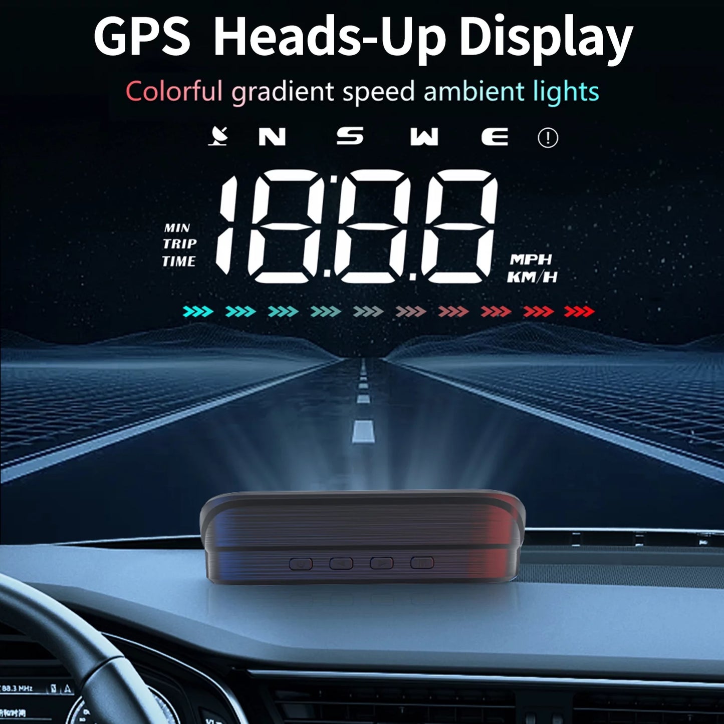 Alarm with Speedometer Heads-Up GPS Display Speedometer Overspeed Digital Pinnaco Car for