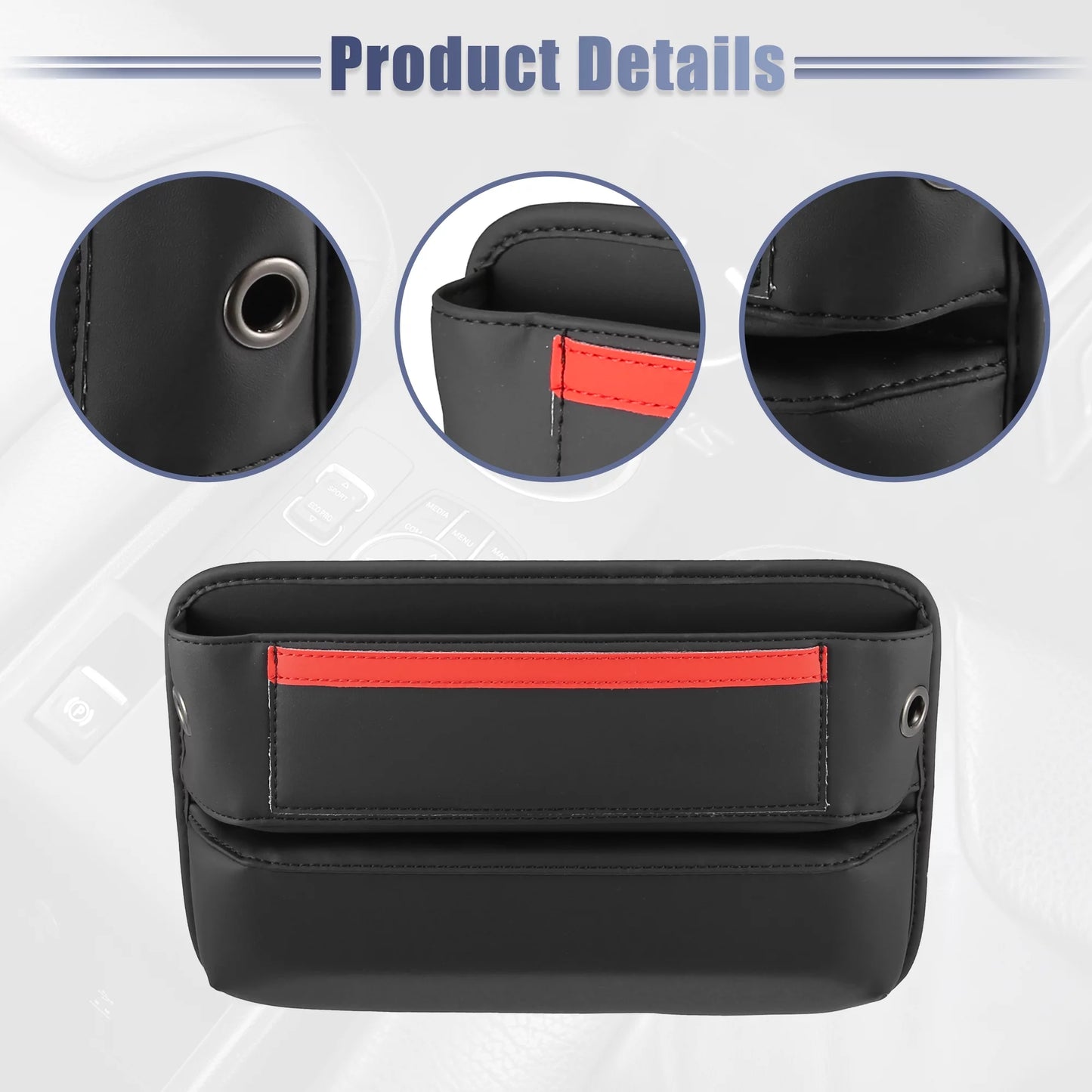 Side Box Black Pockets Filler Pocket Red Car Gap Console 2pcs Organizer Car Multiple Storage Seat Seat