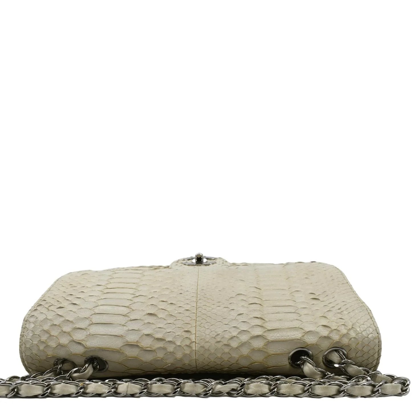 CHANEL Crossbody Pre-Owned Leather Ivory Flap Python Bag