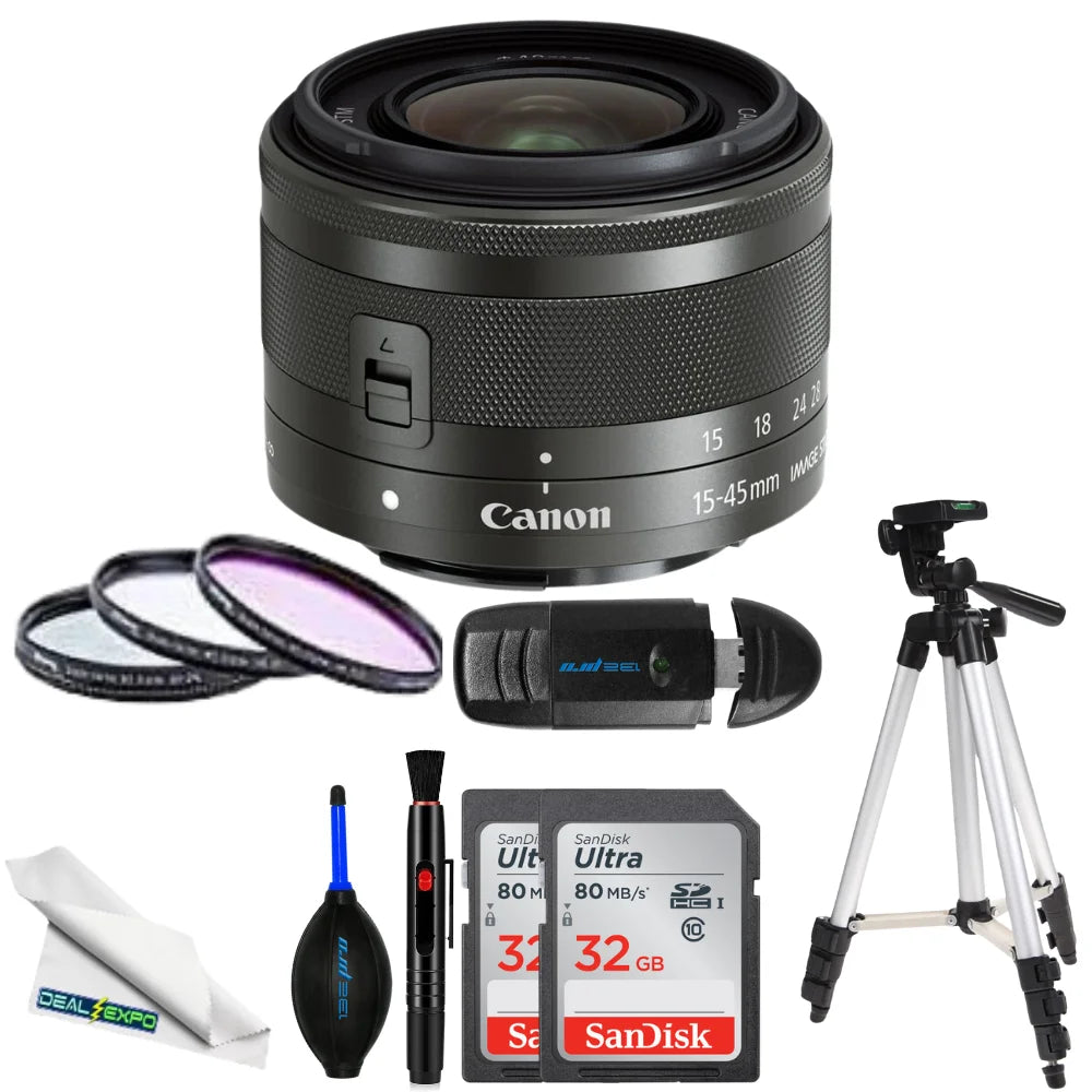 (Graphite) - Advanced 15-45mm STM IS Canon f/3.5-6.3 DealExpo Lens EF-M Bundle