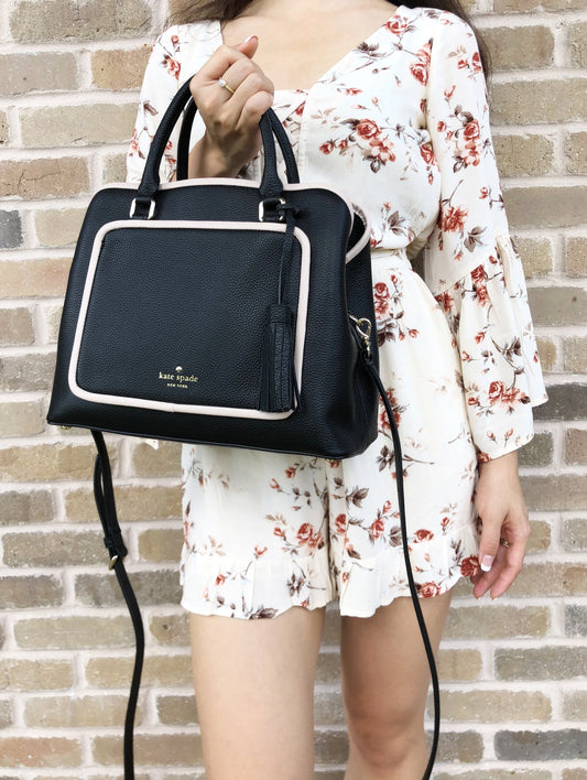 Place Evangelie Tassel Crossobody Satchel Black Ward Kate Bag Spade