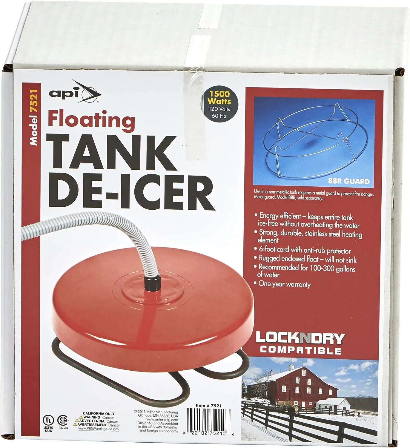 Deicer 1500 Water De-Icer, Tank Floating Watt API Floating