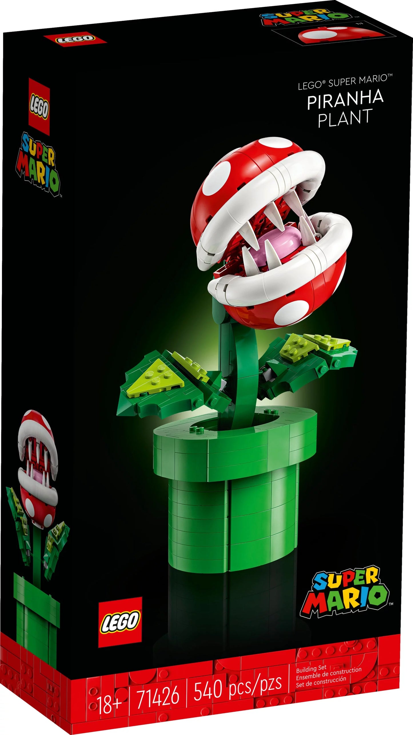 Brothers Super Display for Gift LEGO Gamers Adults Birthday Teens, 71426, Mario Plant Holiday Piranha Detailed Super Figure, for and or and Posable Toy Fans Mario Build and Super Authentically Mario